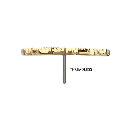 Invictus 14Kt Yellow Gold Threadless Milgrain Edge Gallopping Horse Top with Pave Gem