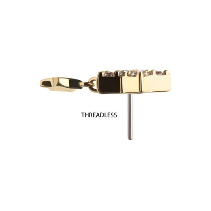 Invictus 14Kt Yellow Gold Threadless Pave Gem Star Top with Gold Star Dangle