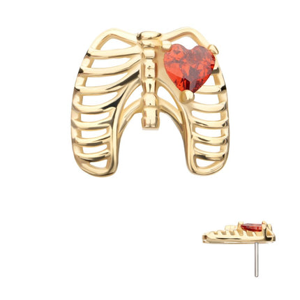 Invictus 14Kt Yellow Gold Threadless Prong Set Heart Gem Rib Cage Top