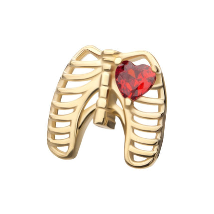 Invictus 14Kt Yellow Gold Threadless Prong Set Heart Gem Rib Cage Top