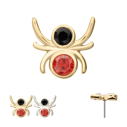 Invictus 14Kt Gold Threadless Spider Top with Double Bezel Gem
