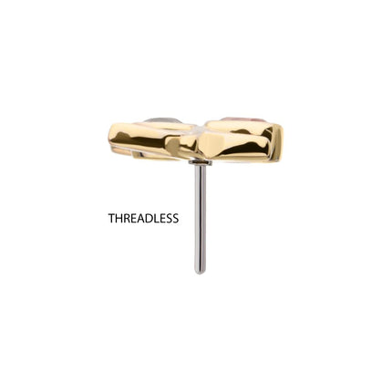 Invictus 14Kt Gold Threadless Spider Top with Double Bezel Gem