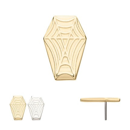 Invictus 14Kt Gold Threadless Coffin Top with Carved Spiderweb