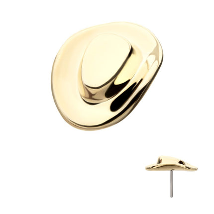 Invictus 14Kt Yellow Gold Threadless 2D Molded Cowboy Hat Top