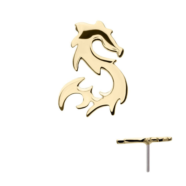 Invictus 14Kt Yellow Gold Threadless Eastern Dragon Top