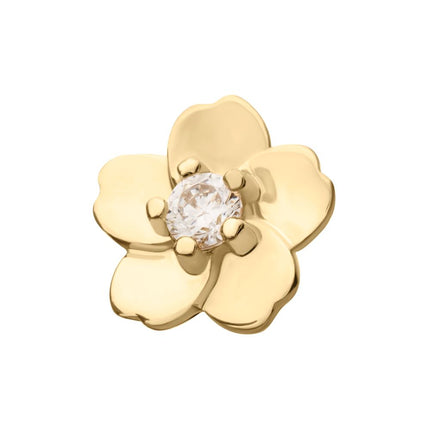 Invictus 14Kt Yellow Gold Threadless Cherry Blossom Flower Top with Prong Set Gem