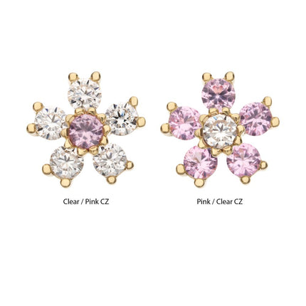 Invictus 14Kt Yellow Gold Threadless Cherry Blossom Flower Top with 5-Petal Prong Set Gem