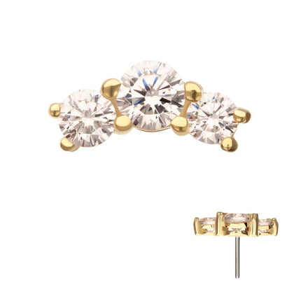 Invictus 14Kt Yellow Gold Threadless Centered Gem Curved Cluster Top