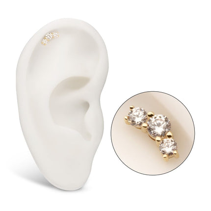 Invictus 14Kt Yellow Gold Threadless Centered Gem Curved Cluster Top