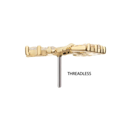 Invictus 14Kt Yellow Gold Threadless Pave Gem Anchor Top