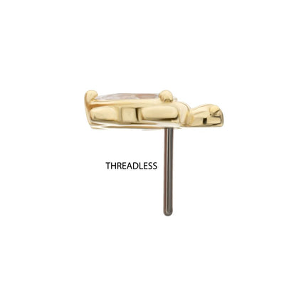 Invictus 14Kt Yellow Gold Threadless 3-Prong Teardrop Gem Turtle Top