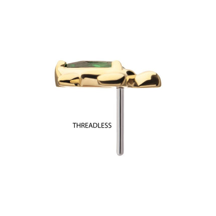 Invictus 14Kt Yellow Gold Threadless Teardrop Prong Set Gem Turtle Top