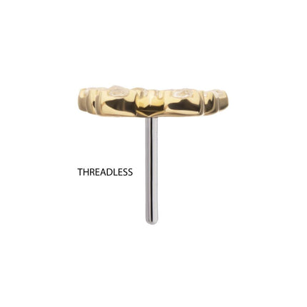 Invictus 14Kt Yellow Gold Threadless Butterfly with Pave Gem Top