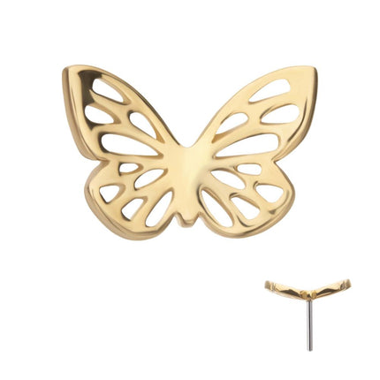 Invictus 14Kt Yellow Gold Threadless Cut Out Butterfly Top