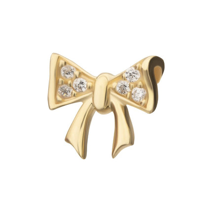 Invictus 14Kt Yellow Gold Threadless Bow with Pave Gem Top