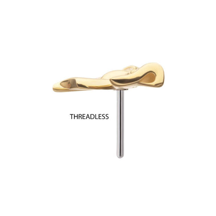 Invictus 14Kt Yellow Gold Threadless Bow with Pave Gem Top