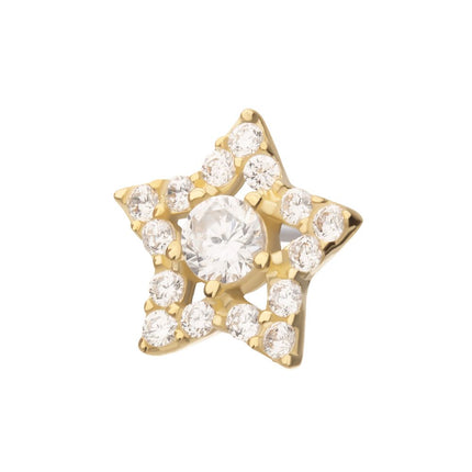Invictus 14Kt Yellow Gold Threadless Cut Out Star Top with Pave Gem