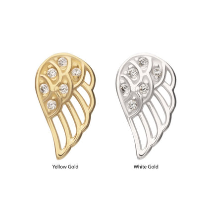 Invictus 14Kt Gold Threadless Angel Wing with Pave Gem Top (Left Ear)