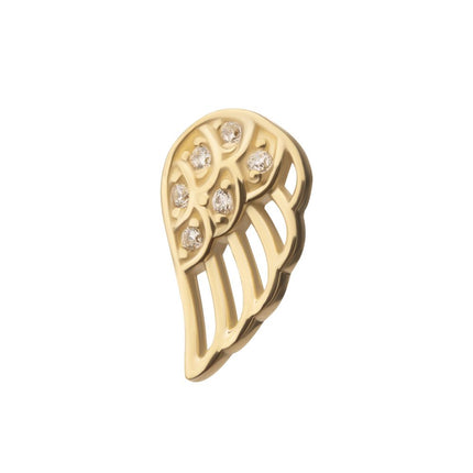 Invictus 14Kt Gold Threadless Angel Wing with Pave Gem Top (Left Ear)