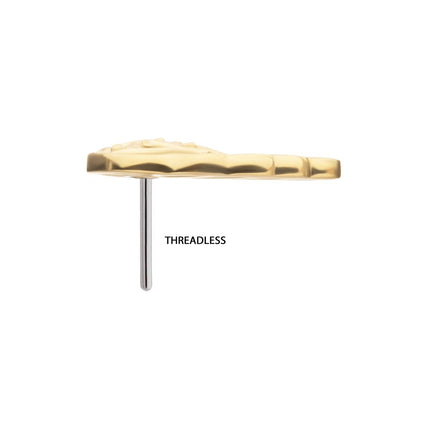 Invictus 14Kt Gold Threadless Angel Wing with Pave Gem Top (Right Ear)