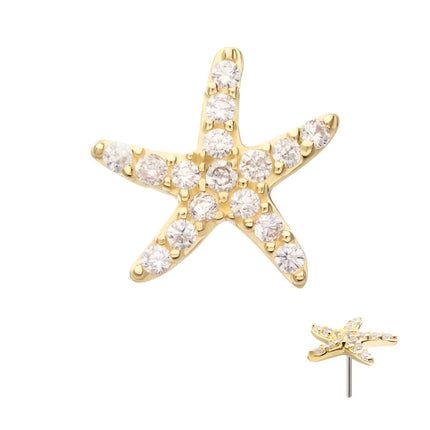 Invictus 14Kt Yellow Gold Threadless Pave Gem Starfish Top