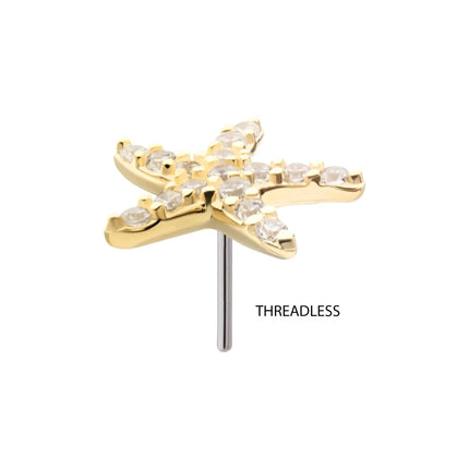 Invictus 14Kt Yellow Gold Threadless Pave Gem Starfish Top