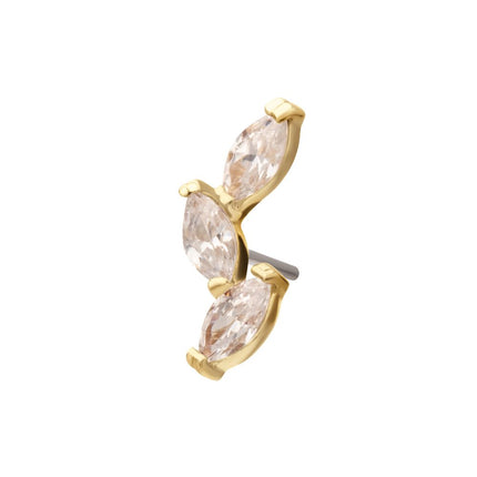 Invictus 14Kt Gold Threadless Vine Shape Top with 3-Tier Marquise Gem