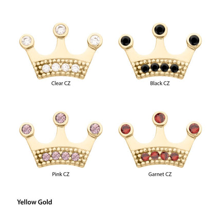 Invictus 14Kt Gold Threadless Bezel CZ Gem Edge Crown Top