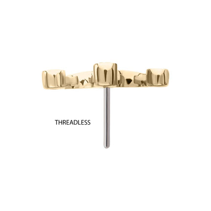 Invictus 14Kt Gold Threadless Bezel CZ Gem Edge Crown Top
