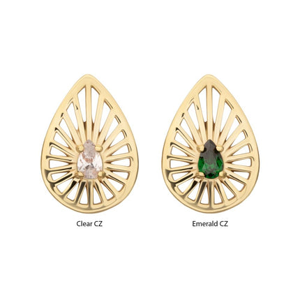 Invictus 14Kt Yellow Gold Threadless Prong Set Teardrop CZ Gem on a Radiant Teardrop Shape Top