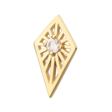 Invictus 14Kt Yellow Gold Threadless Prong Set Round CZ Gem on a Radiant Kite Shape Top