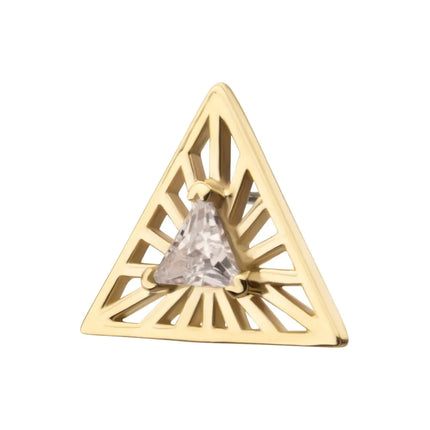 Invictus 14Kt Yellow Gold Threadless Prong Set Triangle CZ Gem on a Radiant Triangle Shape Top