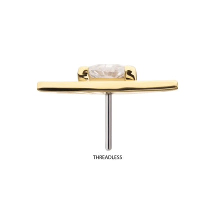 Invictus 14Kt Yellow Gold Threadless Prong Set Triangle CZ Gem on a Radiant Triangle Shape Top