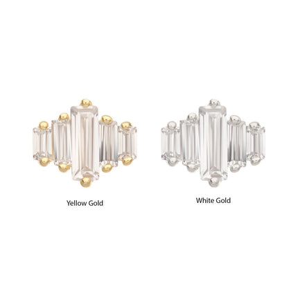 Invictus 14Kt Gold Threadless 3D Geometric Baguette Gem Top