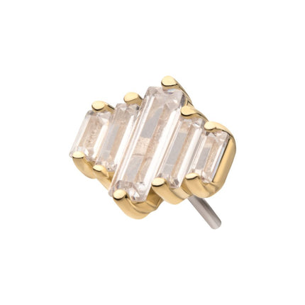 Invictus 14Kt Gold Threadless 3D Geometric Baguette Gem Top