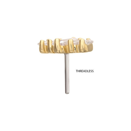 Invictus 14Kt Gold Threadless 3D Geometric Baguette Gem Top