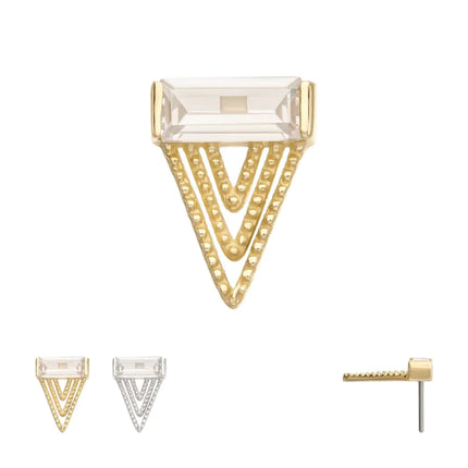 Invictus 14Kt Gold Threadless Triangular Baguette Gem Top