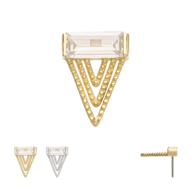 Invictus 14Kt Gold Threadless Triangular Baguette Gem Top