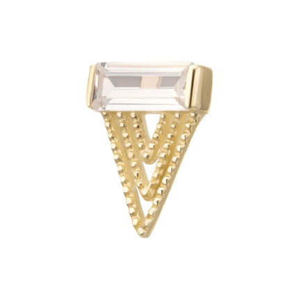 Invictus 14Kt Gold Threadless Triangular Baguette Gem Top