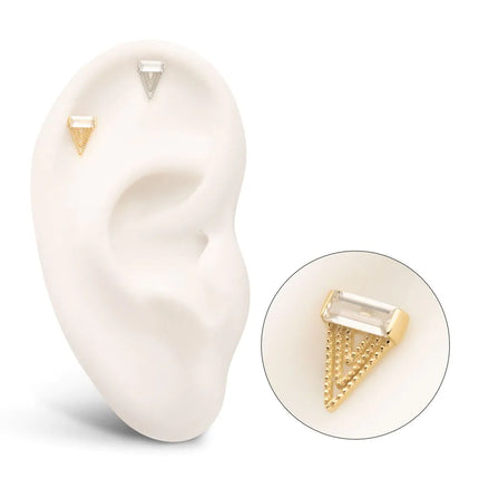 Invictus 14Kt Gold Threadless Triangular Baguette Gem Top