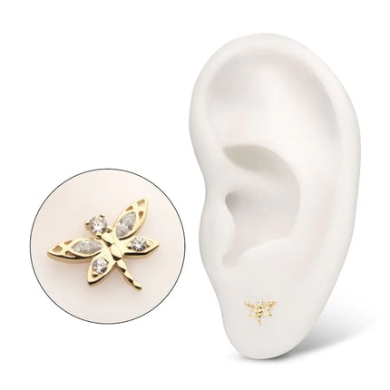 Invictus 14Kt Yellow Gold Threadless Marquise Wing Dragonfly Top