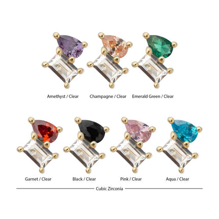Invictus 14Kt Yellow Gold Threadless Baguette & Teardrop Prong Set Multi-Gem Top