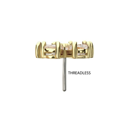 Invictus 14Kt Yellow Gold Threadless Low Profile Prong Set 5-Teardrop Gem "Radiant Bloom Flower" Top