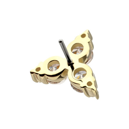 Invictus 14Kt Yellow Gold Threadless Low Profile "Trinity Gem" Top Crowned with 3-Prong Gem