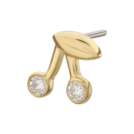 Invictus 14Kt Yellow Gold Threadless Double Round Bezel Gem Cherry Top