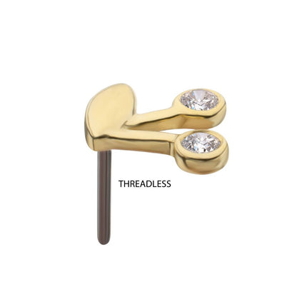 Invictus 14Kt Yellow Gold Threadless Double Round Bezel Gem Cherry Top