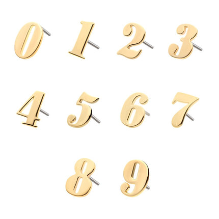 Invictus 14Kt Yellow Gold Threadless Number Tops