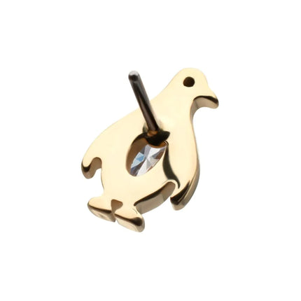 Invictus 14Kt Yellow Gold Threadless Bezel Gem Penguin Top