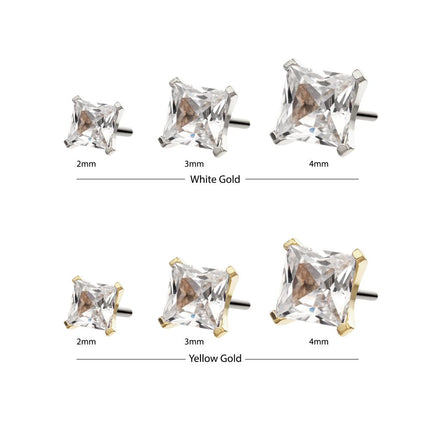 Invictus 14Kt Gold Threadless 4 Prong Set Princess Cut Gem Top