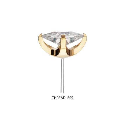 Invictus 14Kt Gold Threadless 4 Prong Set Princess Cut Gem Top